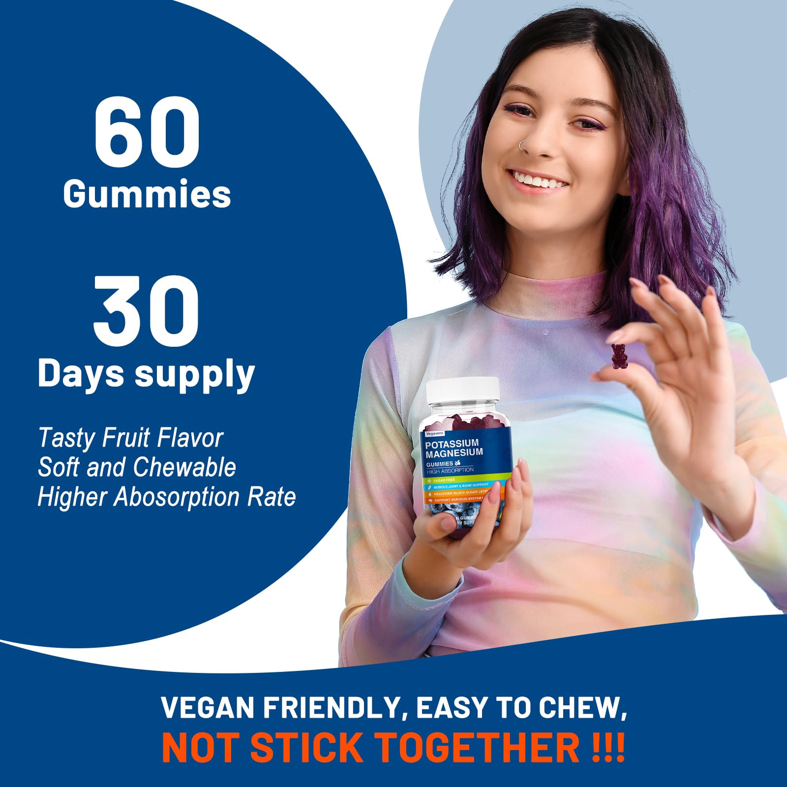 Envase con 60 gominas Vegavero para consumo sostenido.