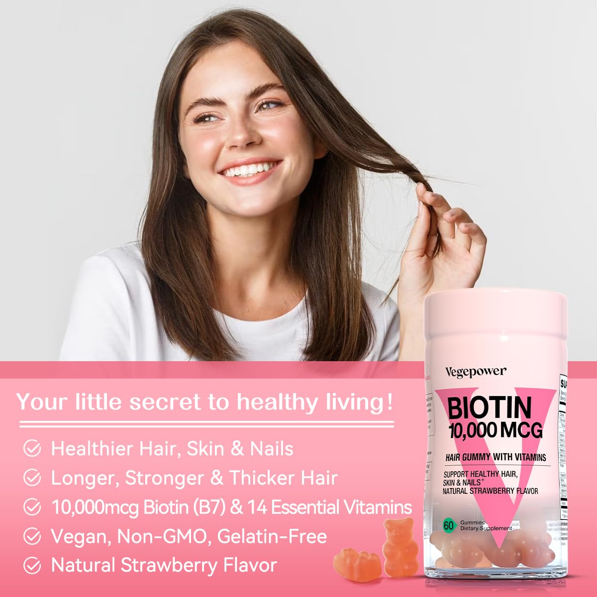 Imagen de ingredientes: biotina, vitaminas y zinc para uñas.