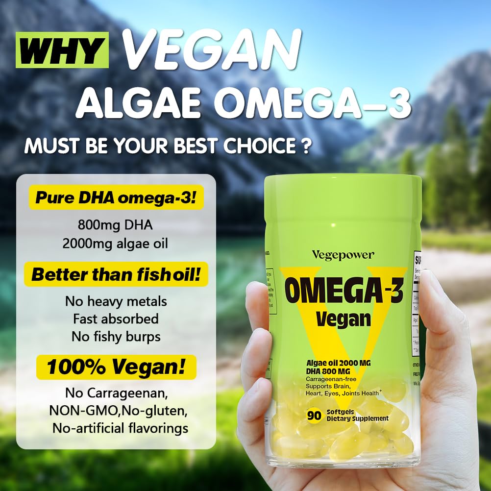 VEGEPOWER DHA 800 mg por cápsula, fuente vegana y sostenible.