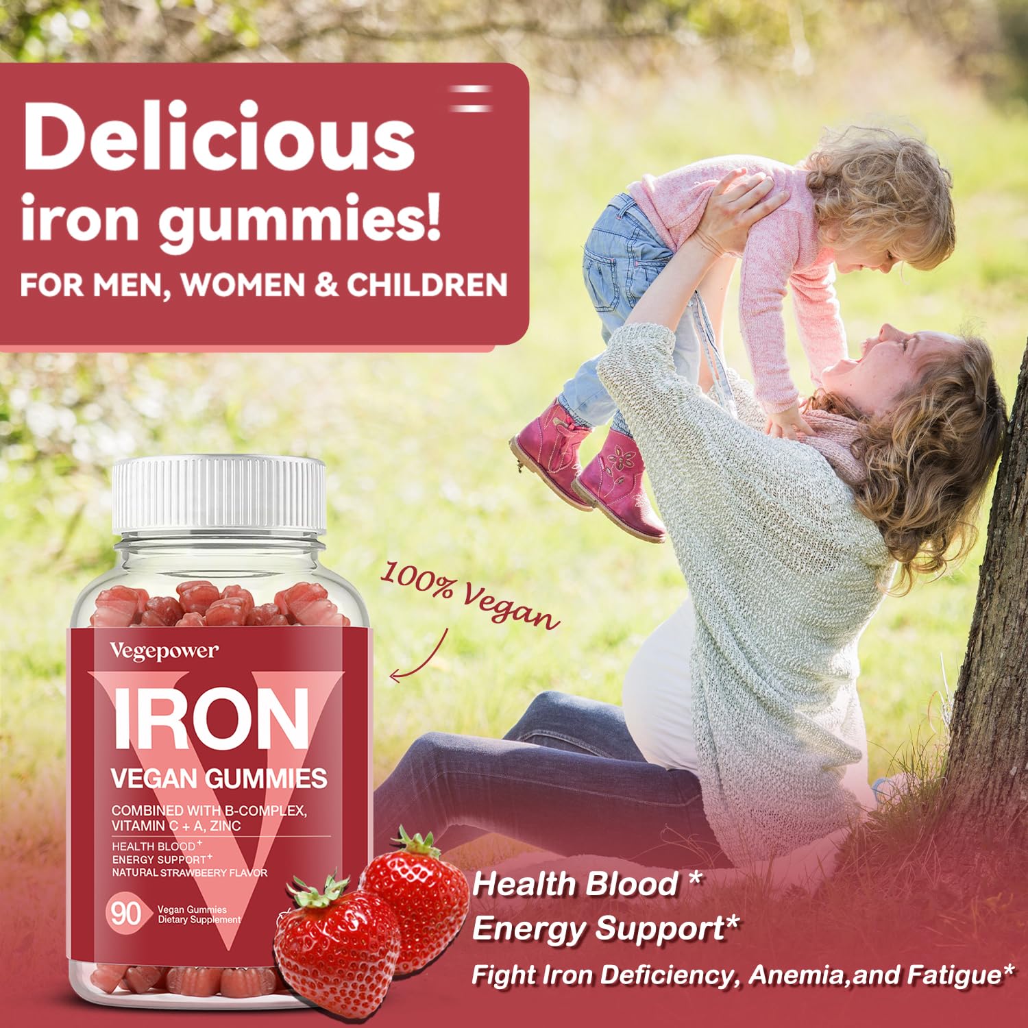 VEGEPOWER fórmula hierro con vitamina C mejora la absorción para más energía.
