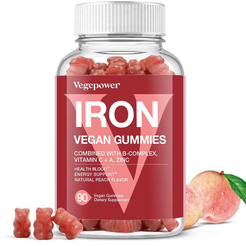 VEGEPOWER gominolas de hierro durazno en frasco para uso diario