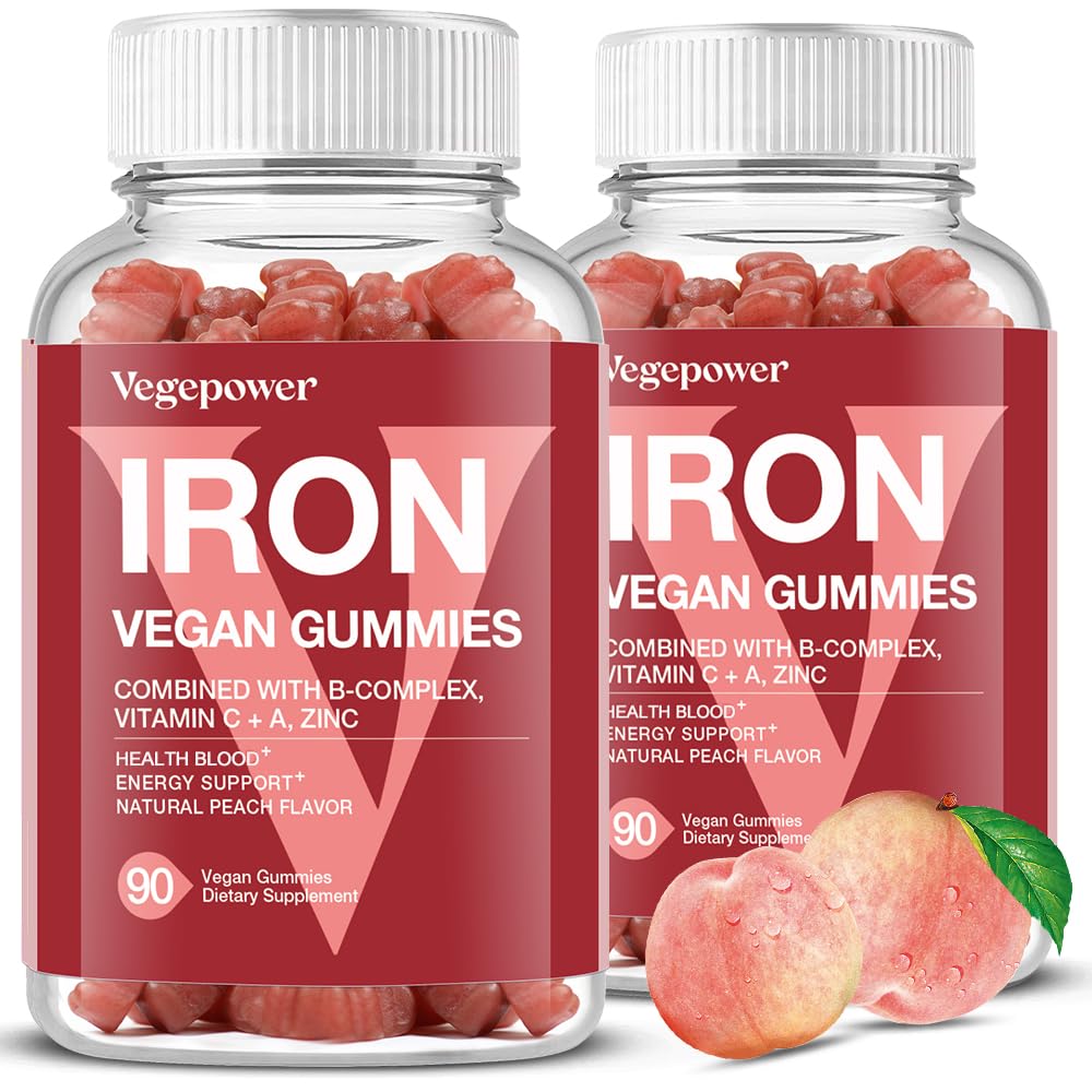 VEGEPOWER gomitas hierro durazno, fácil consumo diario.