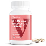 VEGEPOWER Hierro Bisglicinato - cápsulas para mayor absorción y estómago suave.