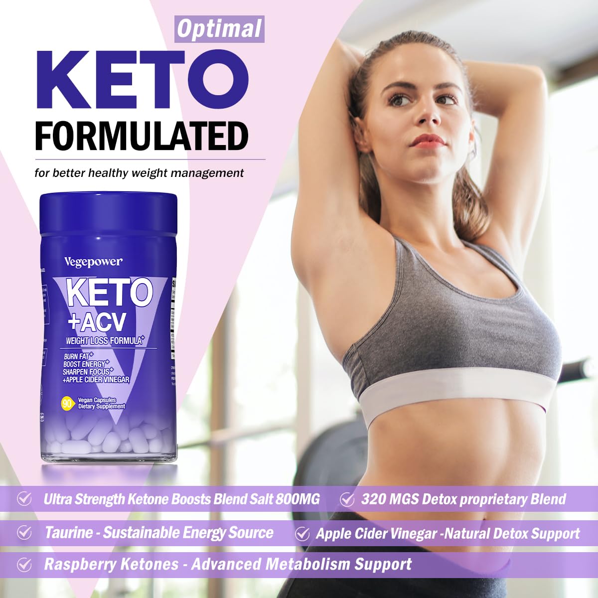VEGEPOWER Keto Pills empaque doble, ideal para reposición