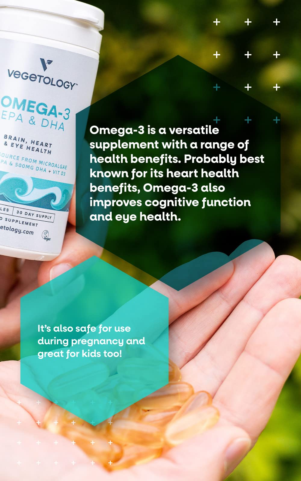 VEGETOLOGY Omega 3 envase biodegradable para un cuidado del planeta