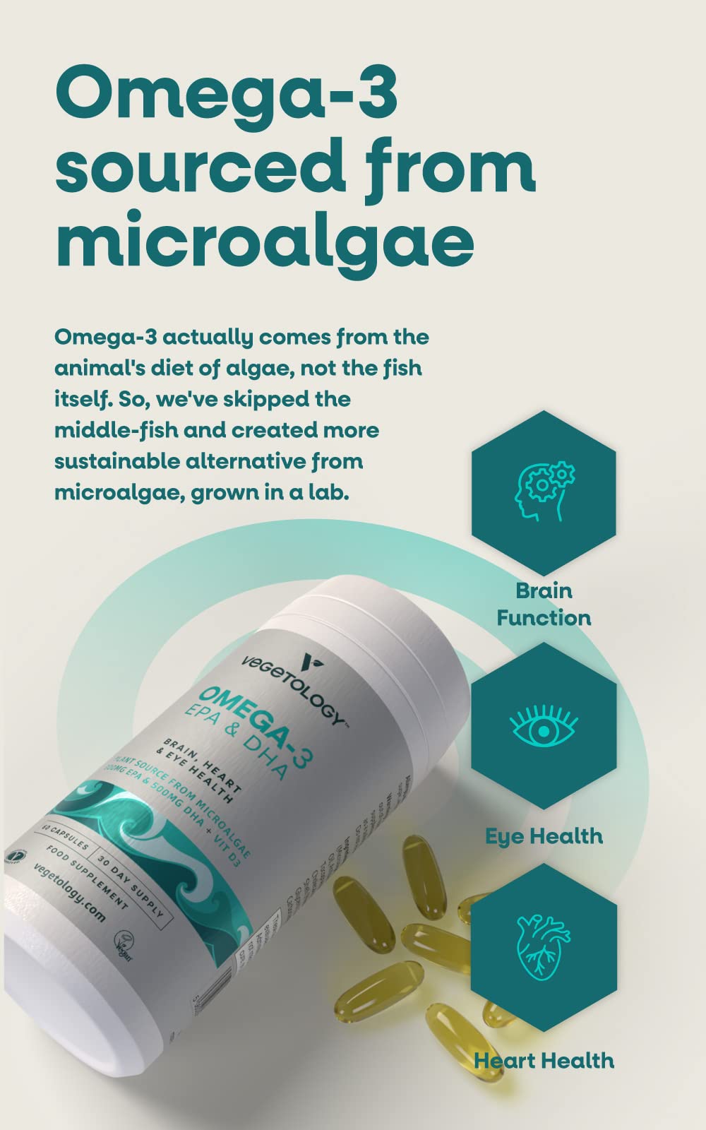 VEGETOLOGY Omega 3 microalgas cultivadas en laboratorio para sostenibilidad