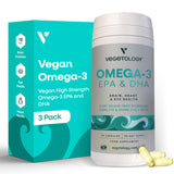 VEGETOLOGY Omega 3 cápsulas veganas en botella para bienestar general