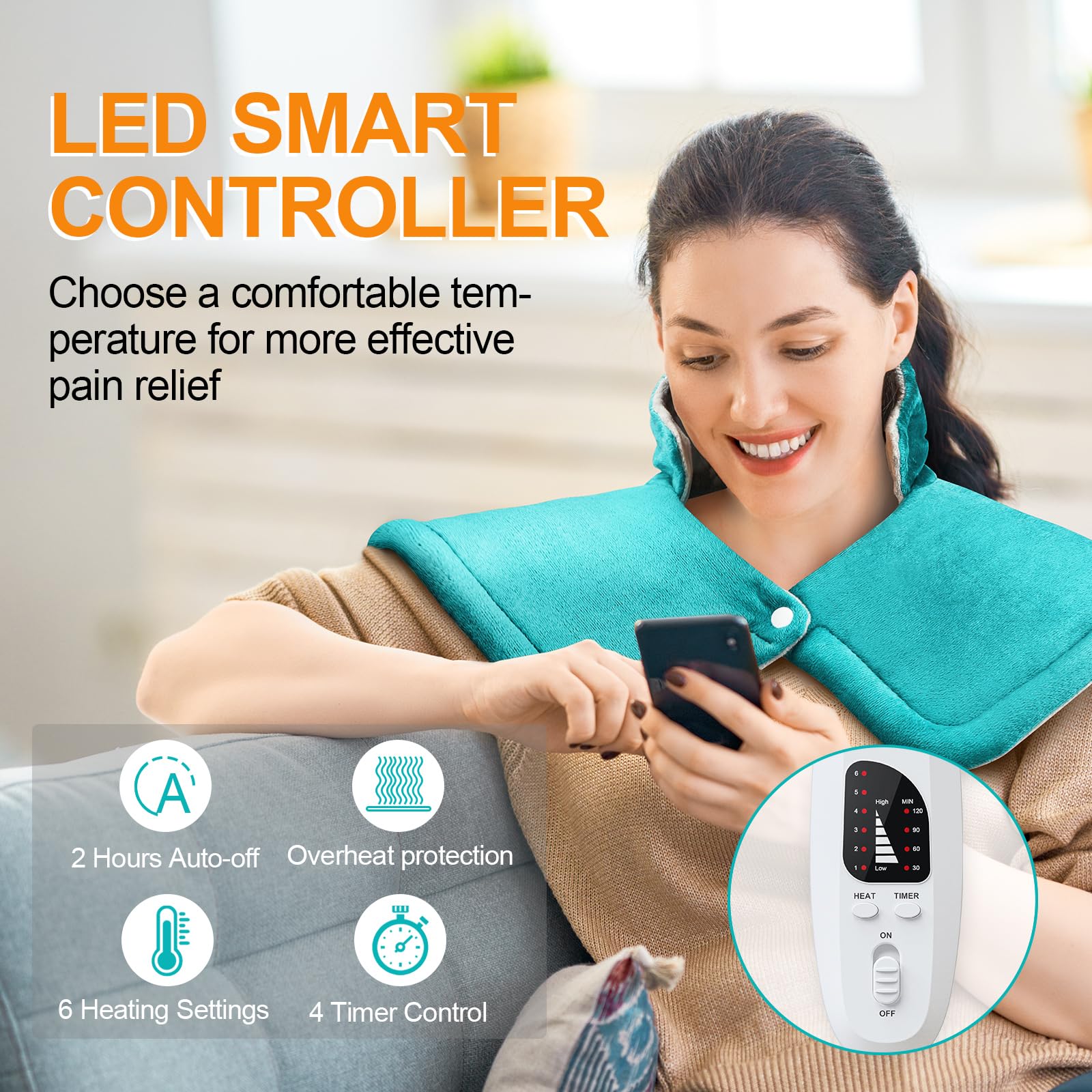 VEKOZI control de pantalla con 6 ajustes para calor personalizado.