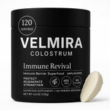 Velmira Colostrum Powder frasco, imagen de producto y calidad premium para uso diario