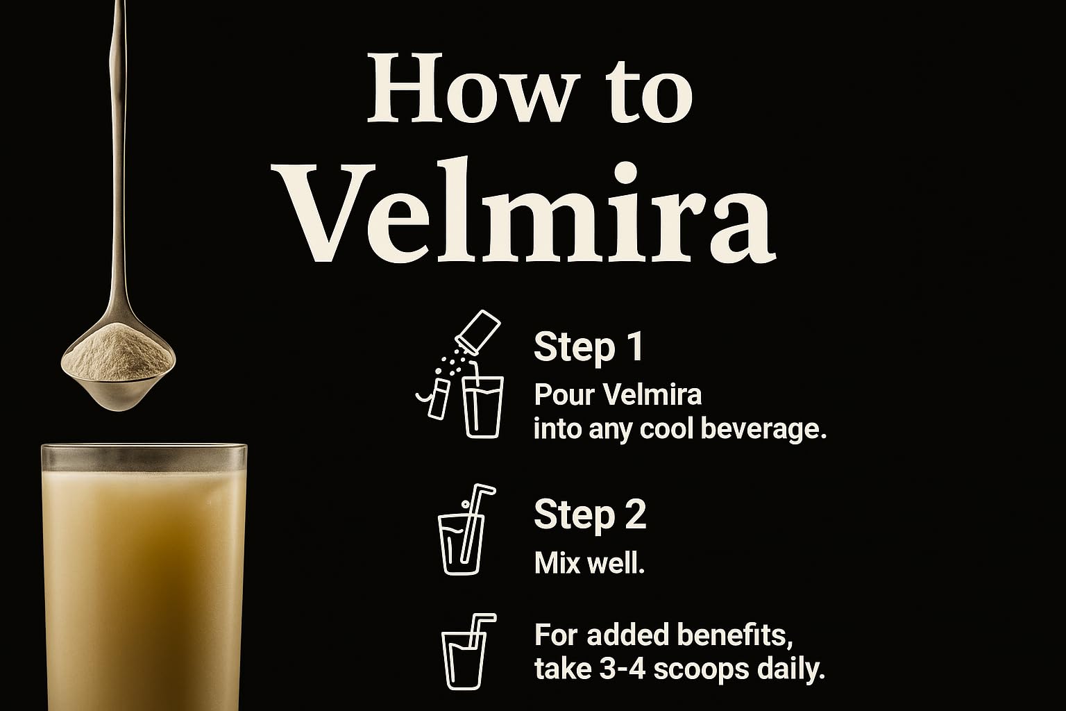 Mezcla de Velmira Colostrum Powder en una bebida fría para facilitar consumo