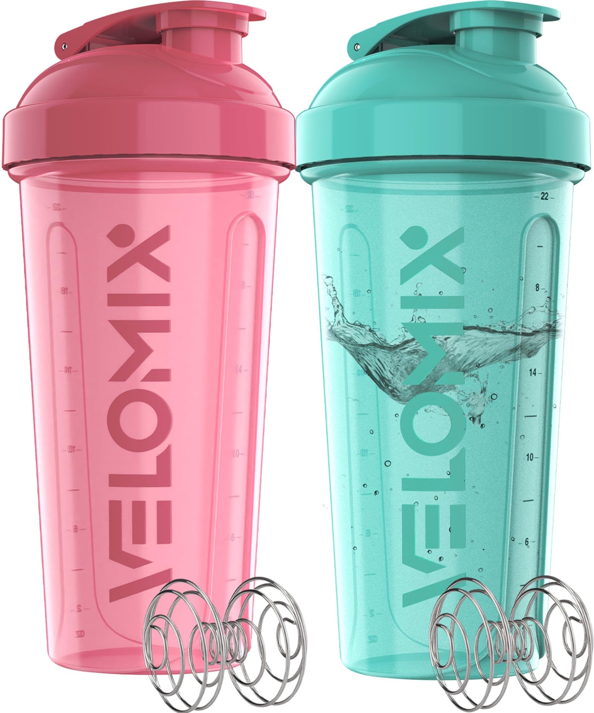 velomix botellas proteina 28 onzas rosado turquesa, ideales para entrenamientos diarios.