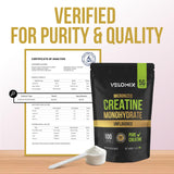 Velomix creatina micronizada, certificado GMP: producto limpio y confiable.