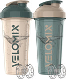 Velomix dúo de botellas de proteína 28 onzas en azul y beige para entrenar
