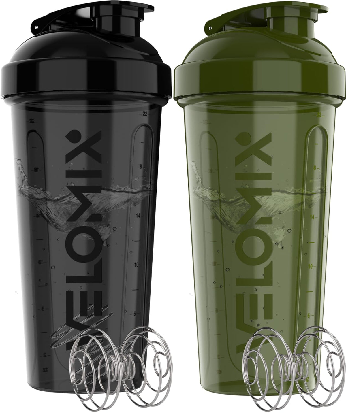 VELOMIX dos-pack 28oz, mezcla rápida de proteína; ideal para entrenamientos.