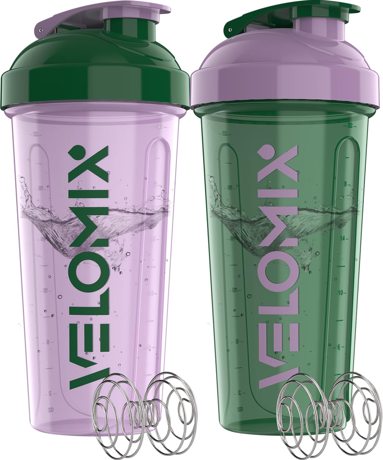 Velomix dos-pack-botellas proteina 28 onzas, ideal para batidos rápidos y sin derrames.