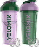 Velomix dos-pack-botellas proteina 28 onzas, ideal para batidos rápidos y sin derrames.