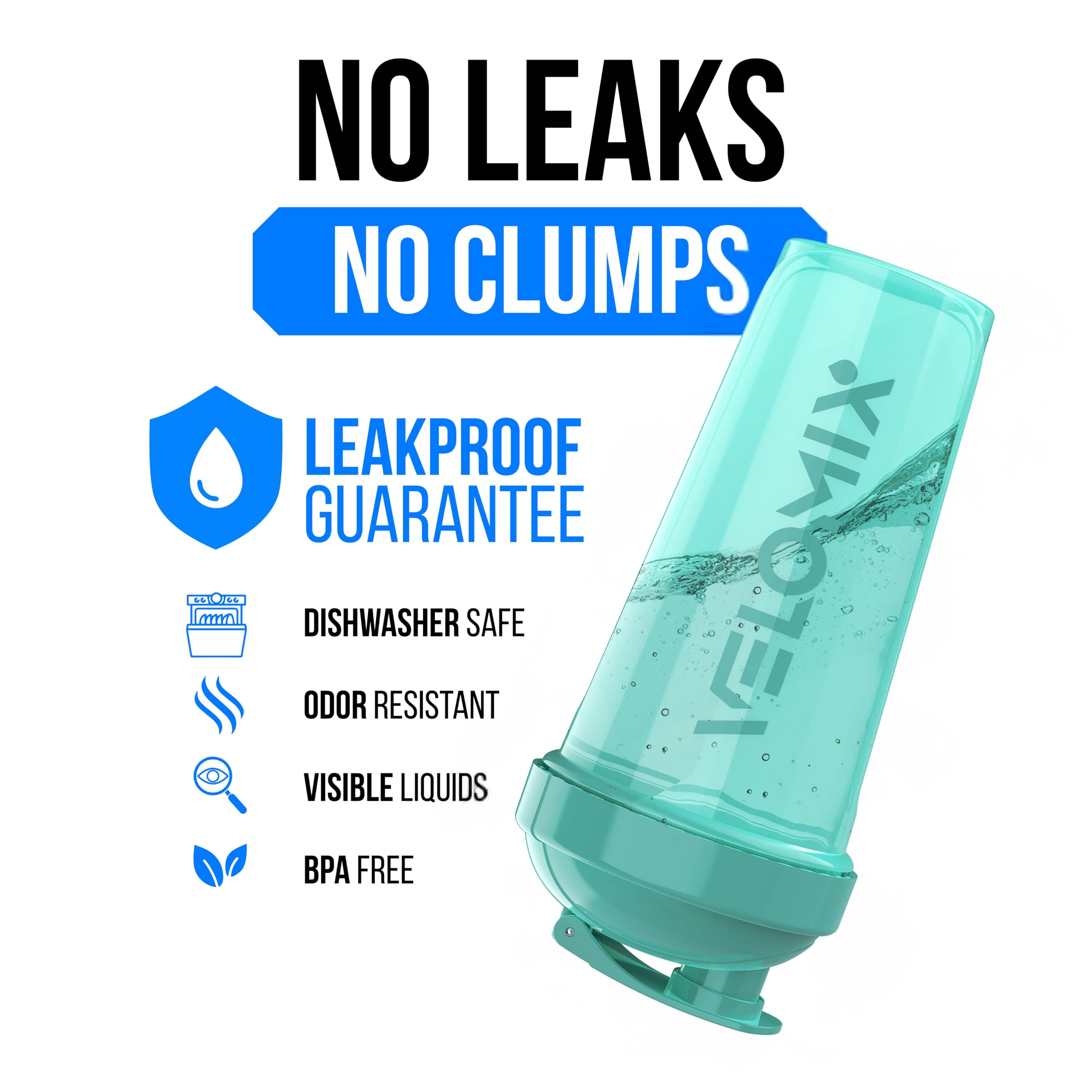 VELOMIX envase ergonómico con tapa anti fugas 28 onzas, ideal para transporte diario