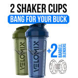 Velomix pack dos botellas 28 onzas azul, perfecta para mezclas rápidas.