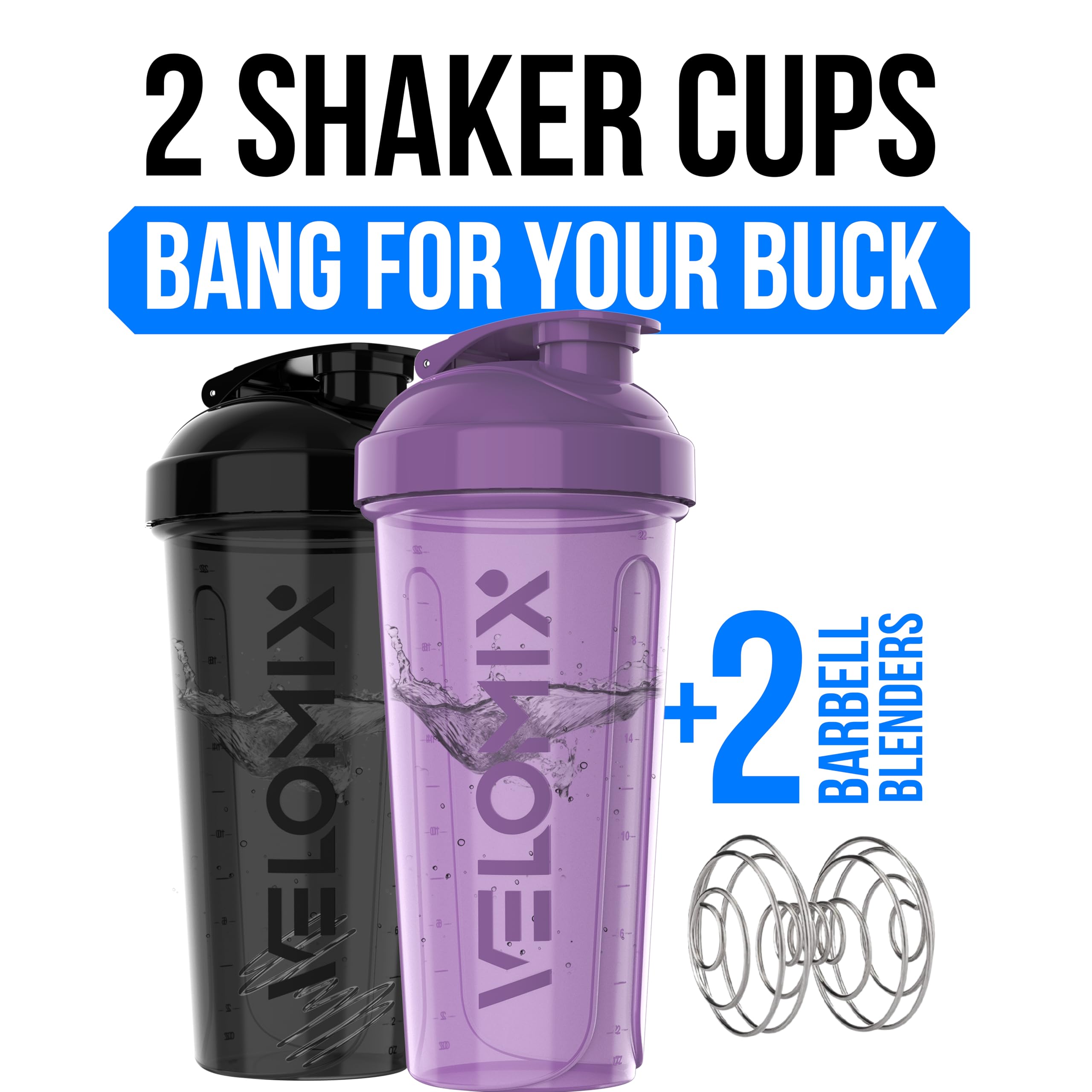 Pack Velomix de dos botellas 28oz en morado y negro para estilo y funcionalidad.