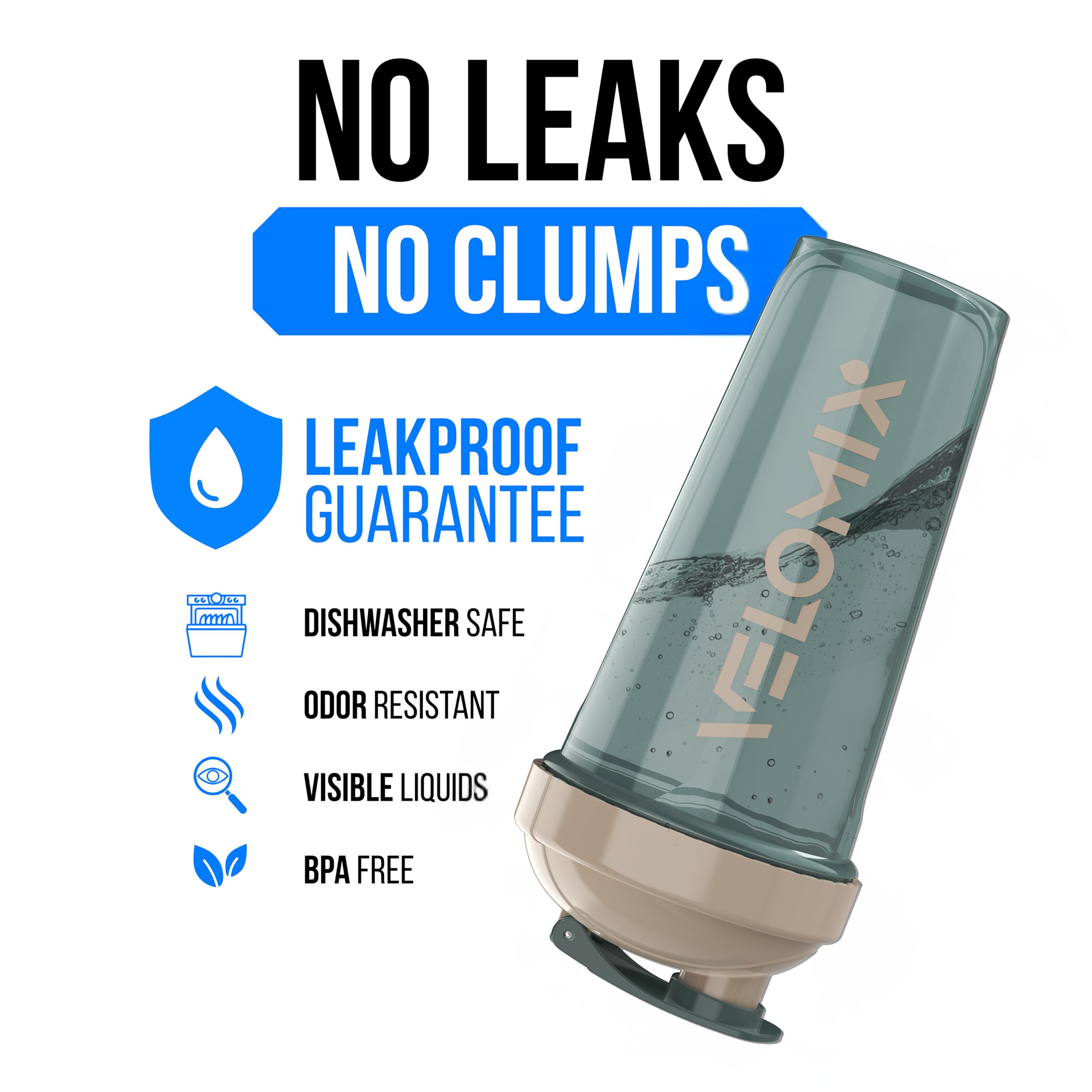 Velomix tapa hermética para botella de proteína 28 onzas