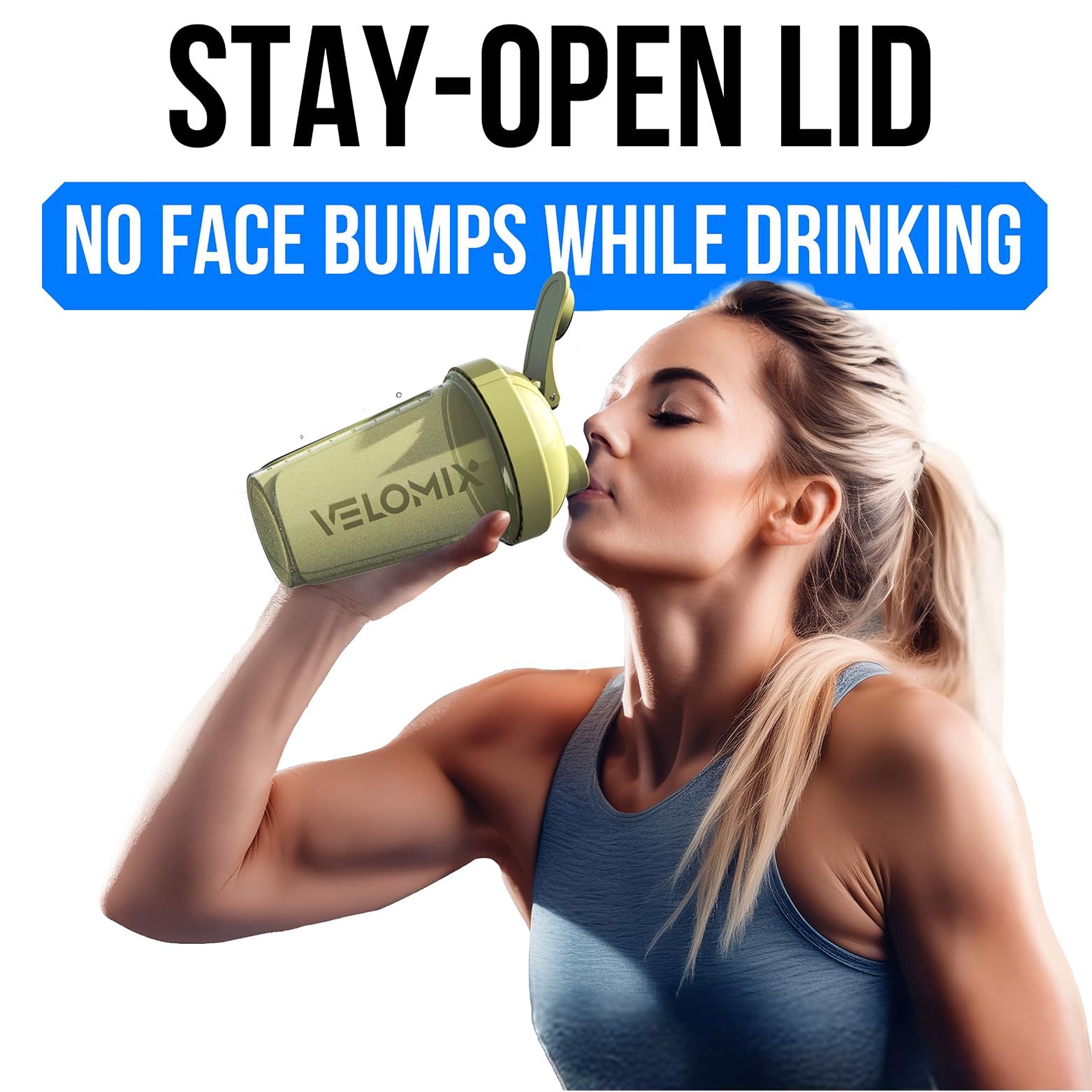 Velomix uso diario en gimnasio y casa para bebidas rápidas y prácticas.