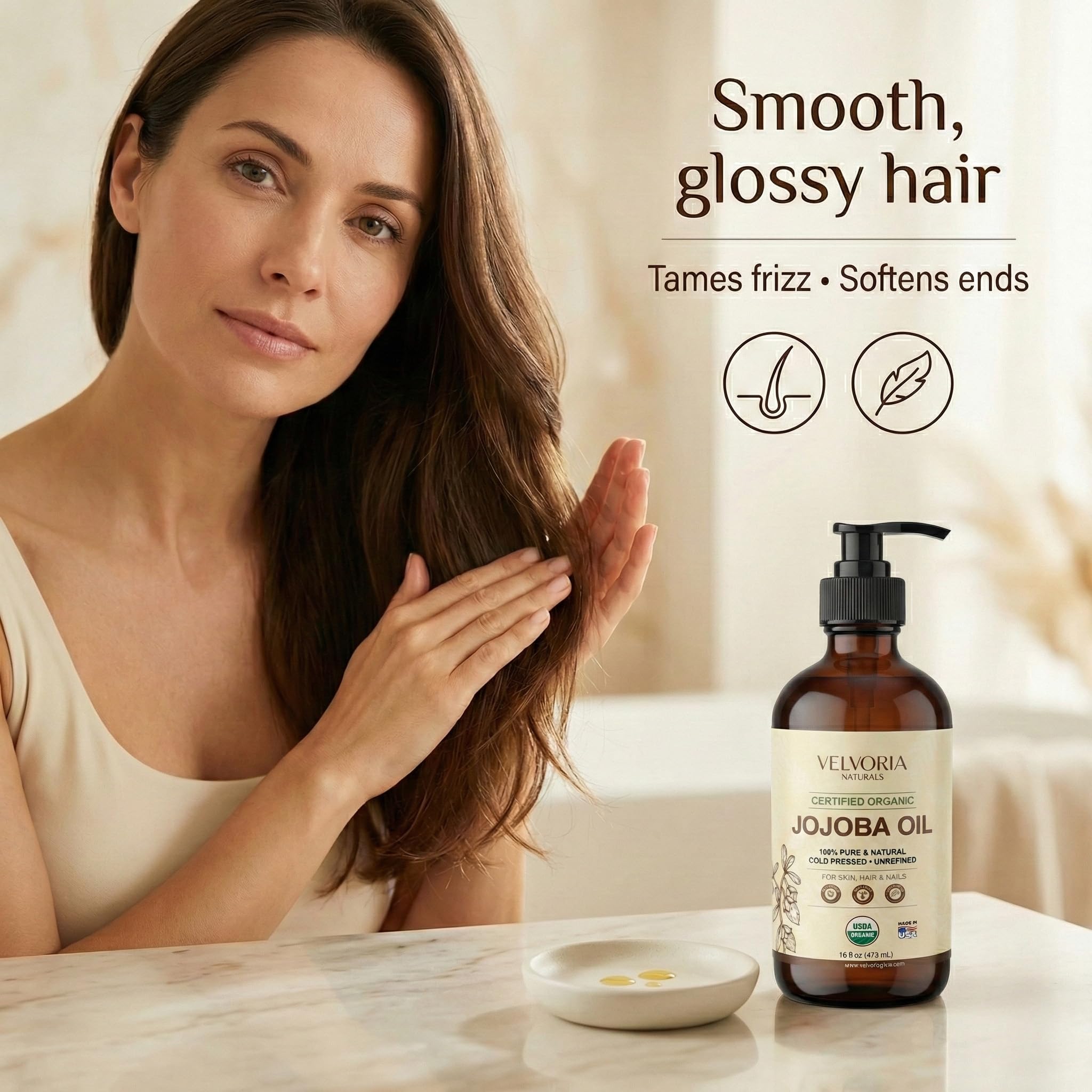 VELVORIA NATURALS aceite-jojoba-cuidado-barba-cabello, suaviza vellos y cuero cabelludo