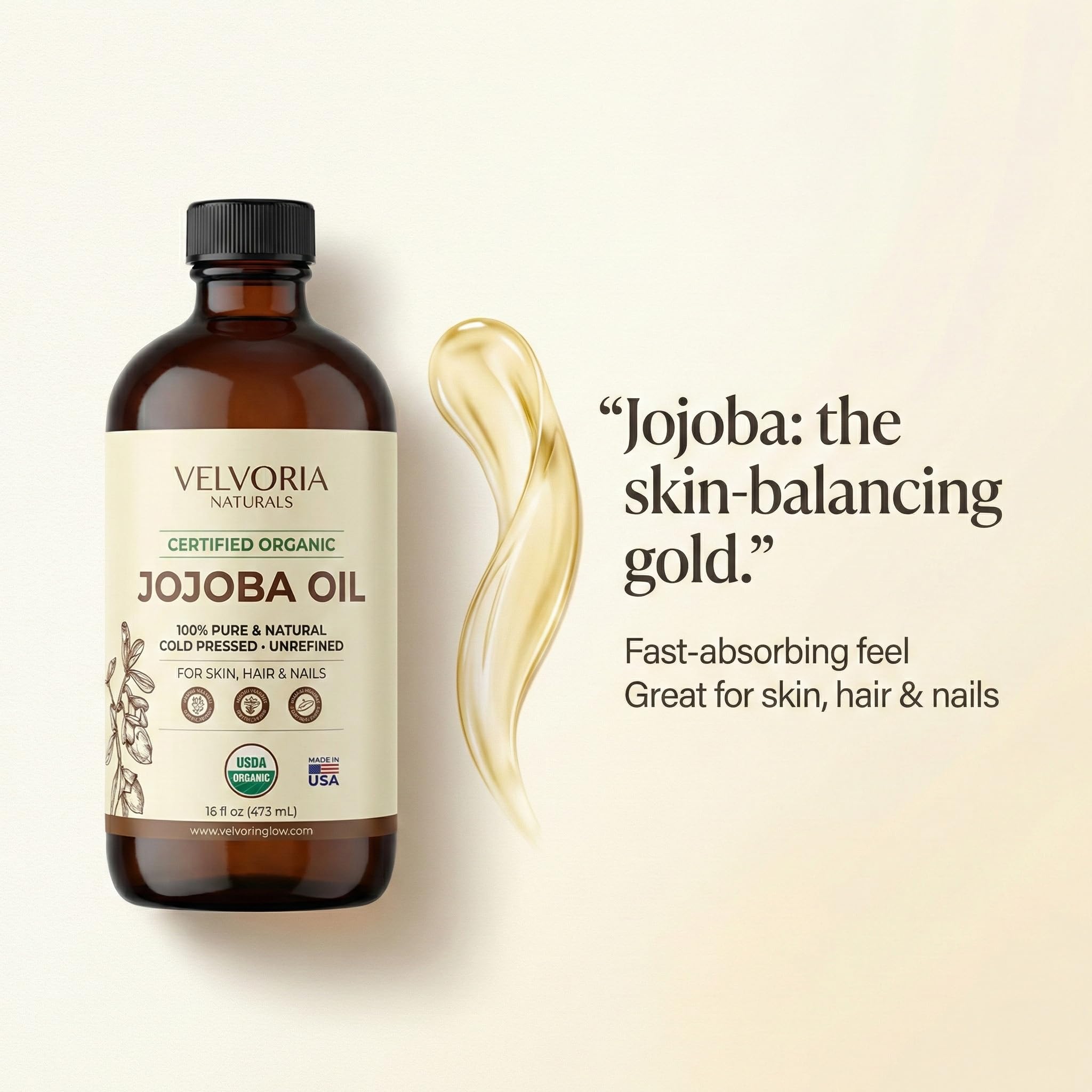 VELVORIA NATURALS aceite-jojoba-para-piel, hidratacion ligera sin grasa