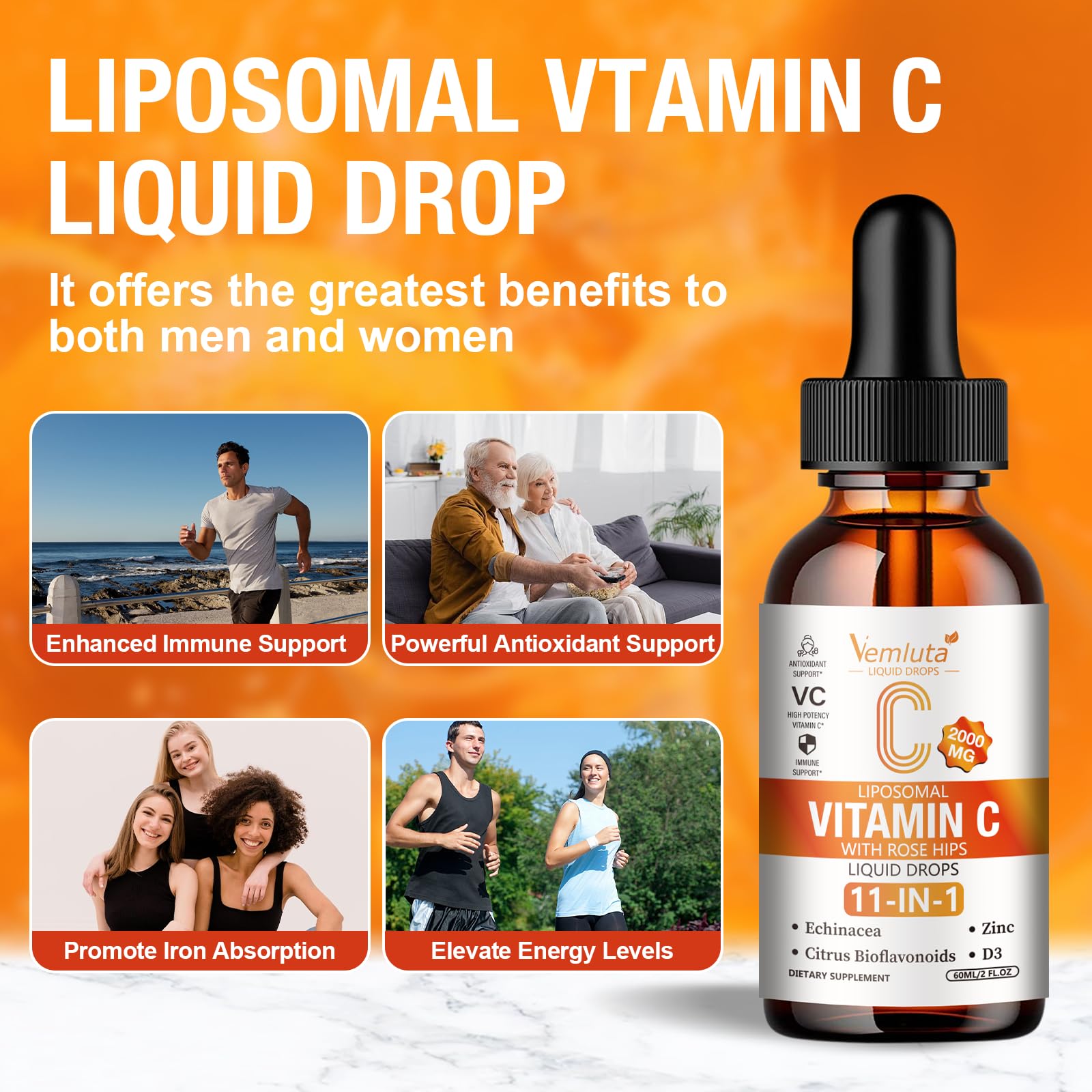 Los bioflavonoides cítricos acompañan la vitamina C para sabor suave.