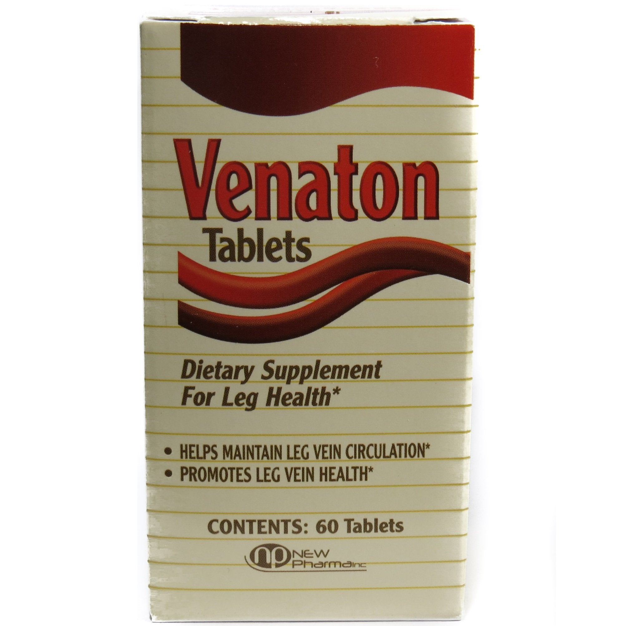 Venaton Tabletas: caja en mesa, complemento para la salud de las piernas