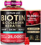 Gomitas Venture Pal Biotin en frasco, para cabello saludable.