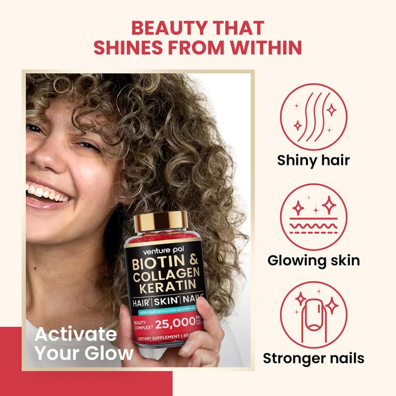 Primer plano de gomitas Venture Pal para cabello, piel y uñas.