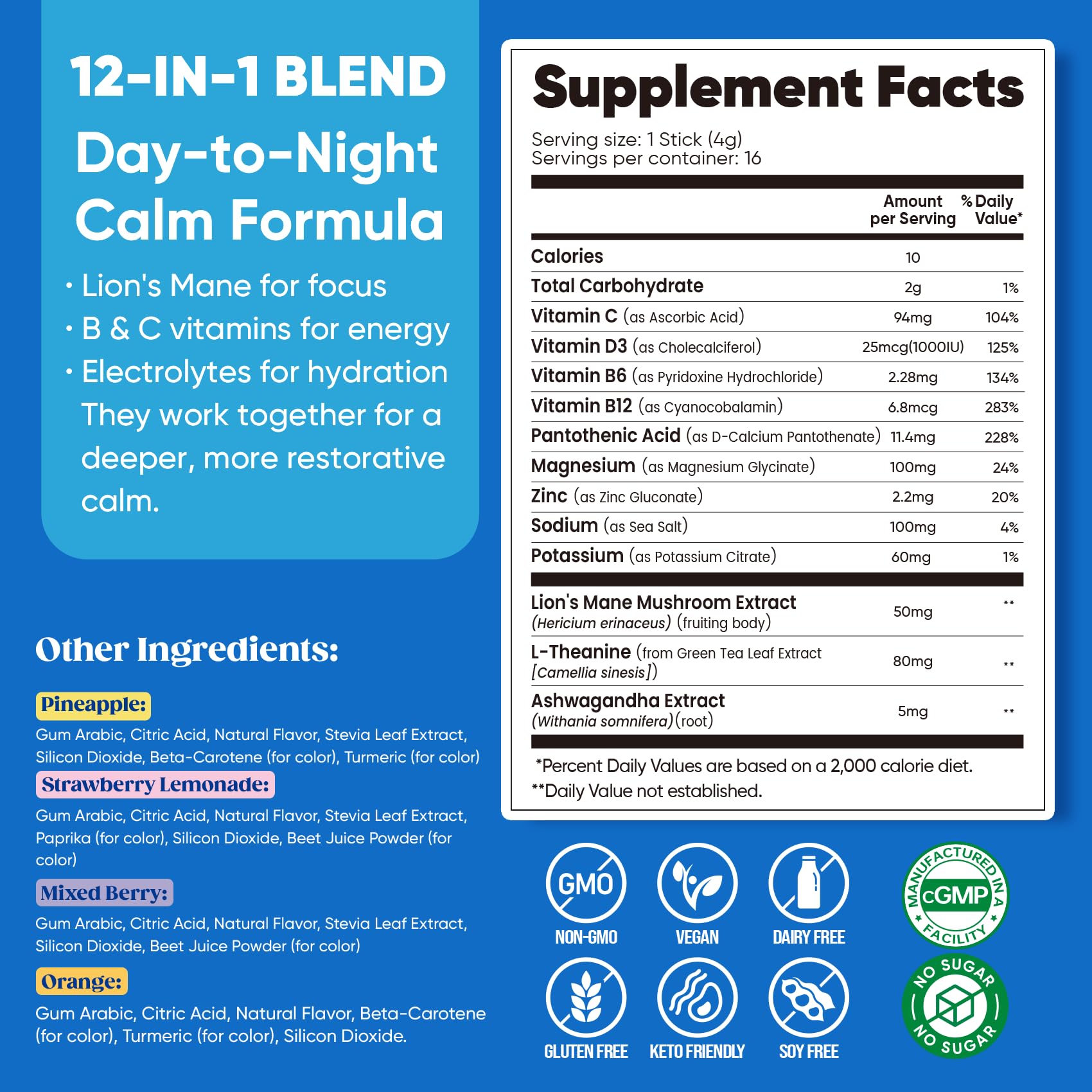 Venture Pal Calm Drink Mix uso diario para enfoque y tranquilidad.