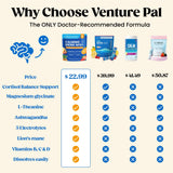 Venture Pal Calm Drink Mix vertido en vaso para relajación rápida.