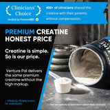 Creatina micronizada Venture Pal de 200 mallas: disolución rápida en cualquier bebida.