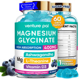 Gomitas Venture Pal Magnesio 400 mg con ashwagandha y L-teanina para calma.