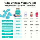 Gomitas Venture Pal Magnesio 400 mg con CoQ10 y vitamina D3 para energía.