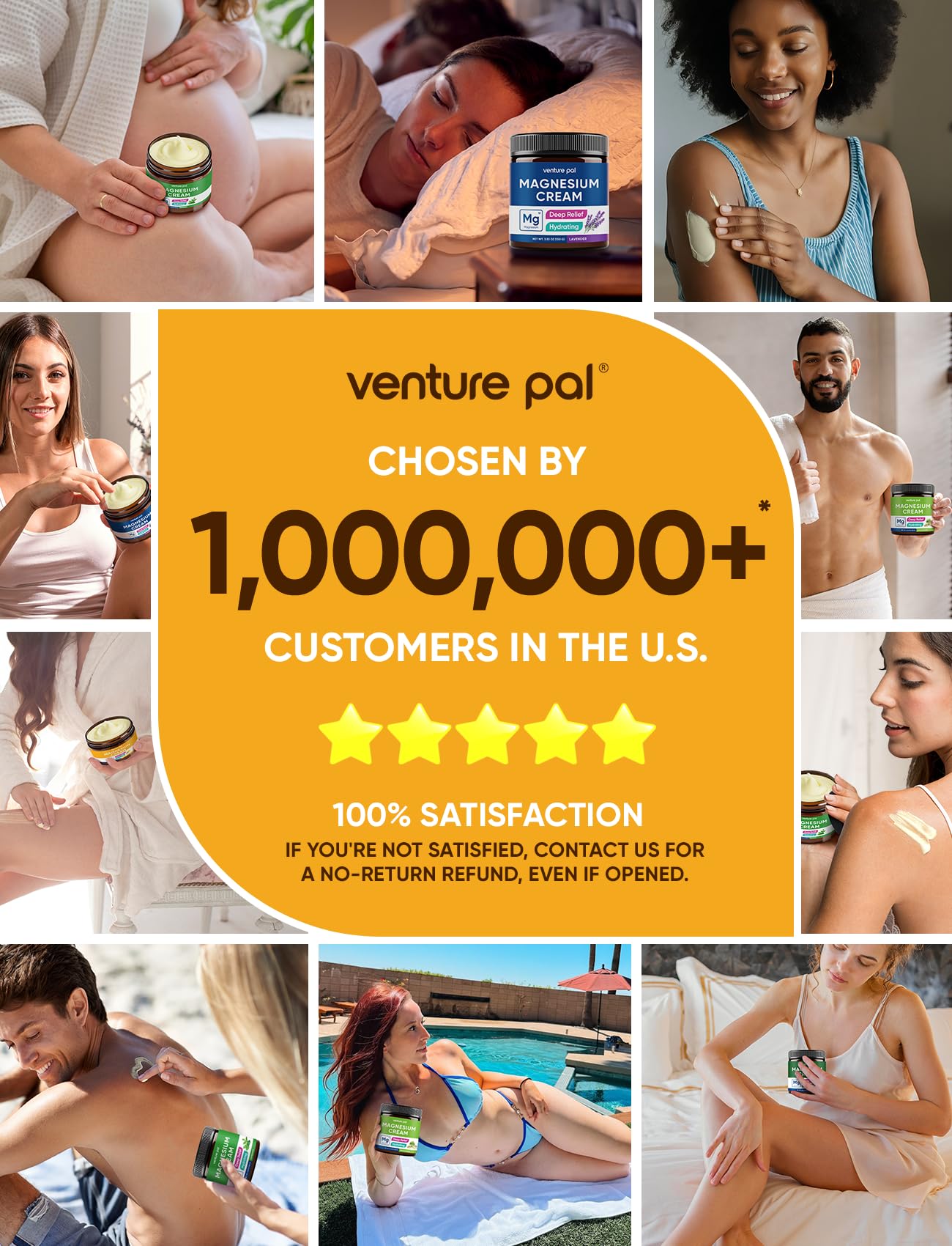 Venture Pal loción de magnesio, masaje suave para cuidar la piel.