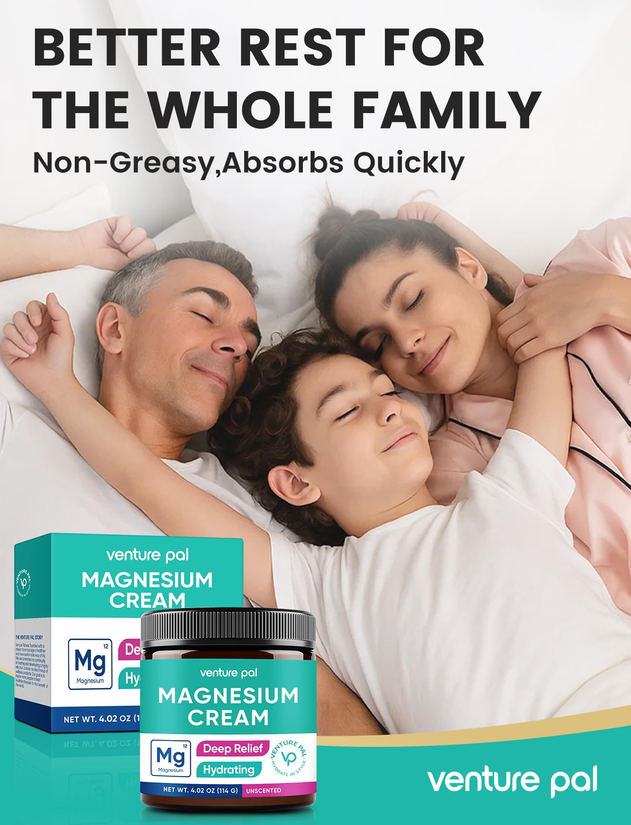 Venture Pal Magnesium Lotion: textura ligera y absorción rápida para piernas cansadas.
