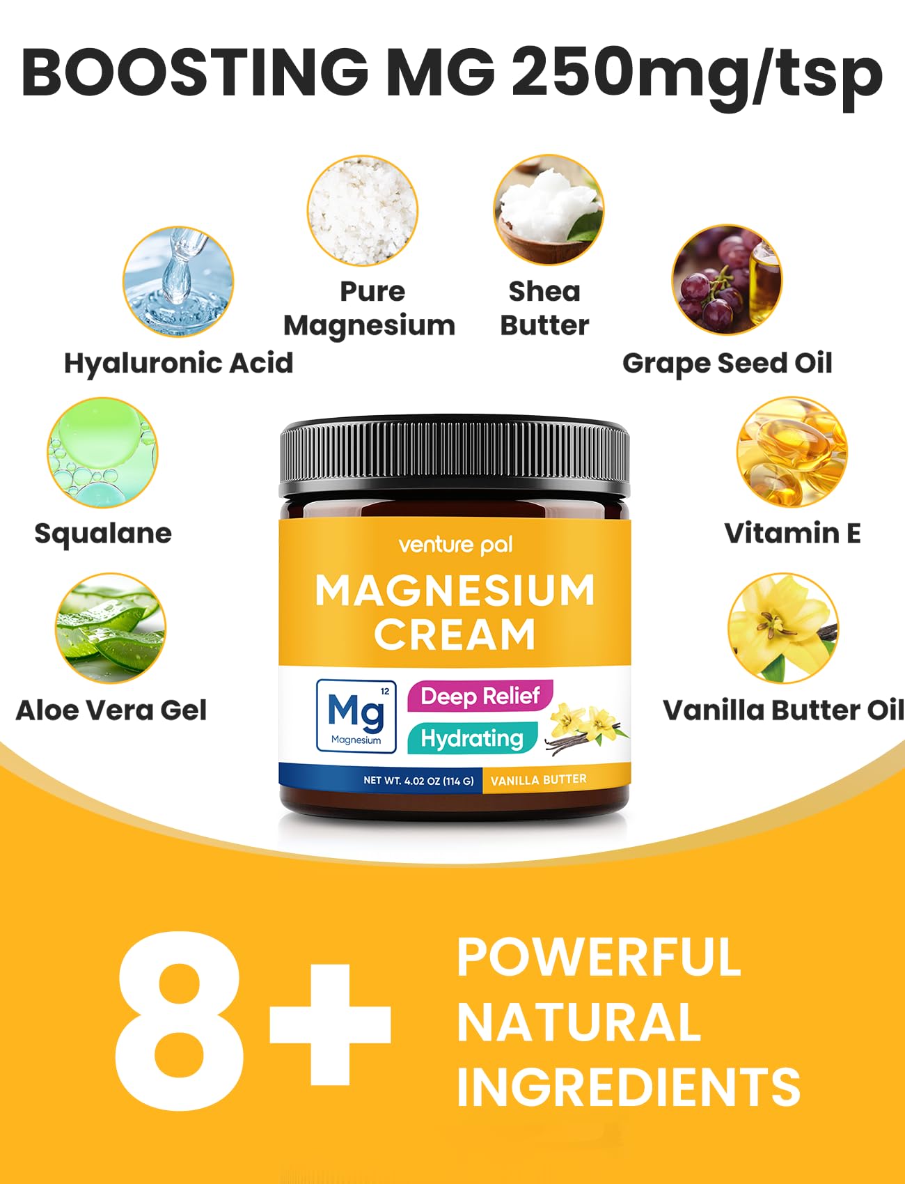 Venture Pal loción de magnesio, ideal para uso diario en cuerpo y extremidades.