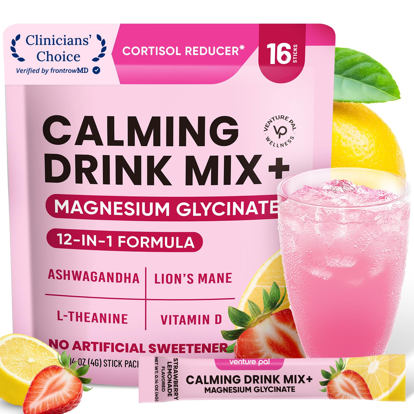 Venture Pal Calm Drink Mix: empaque del producto, opción conveniente para uso diario.