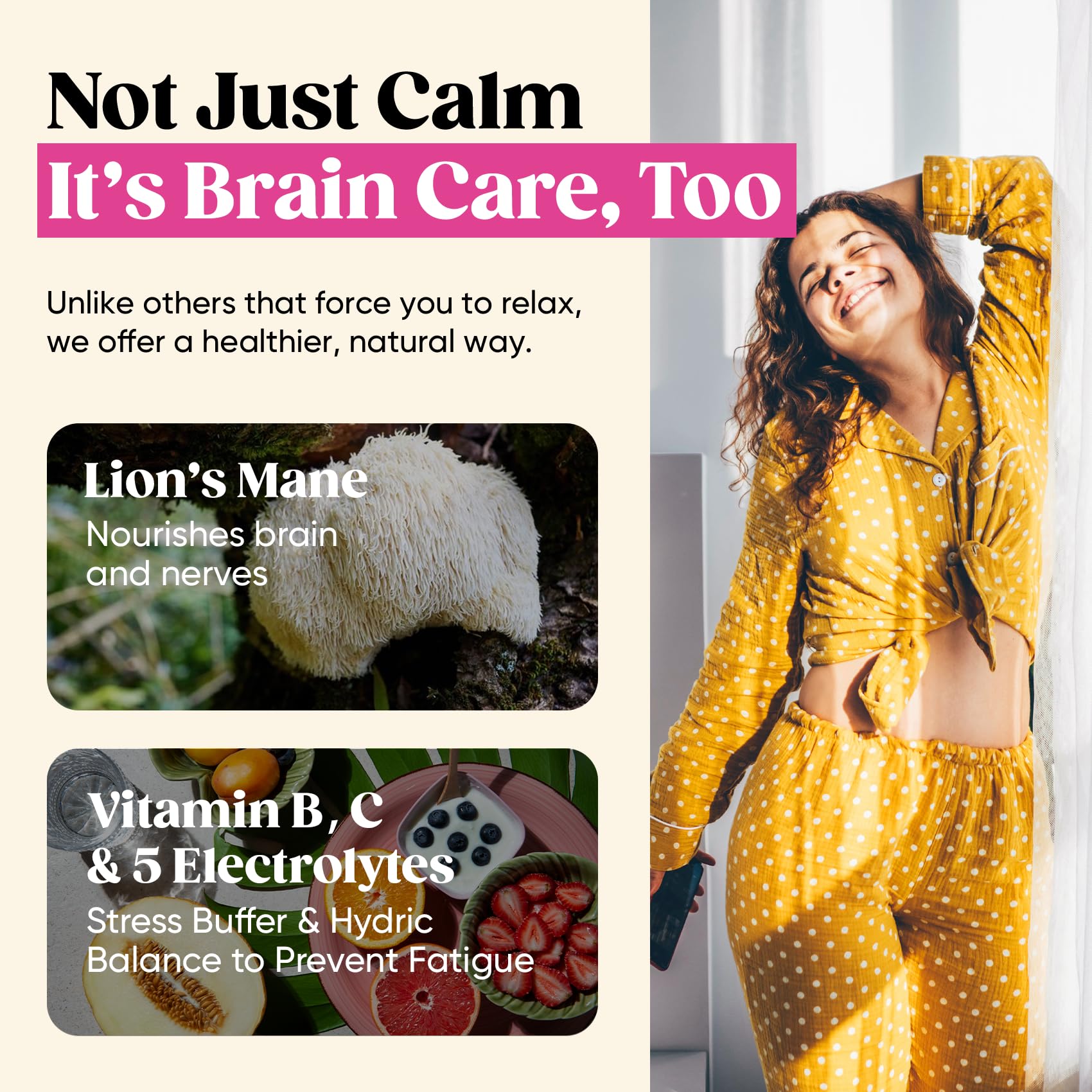 Venture Pal Calm Drink Mix: ingredientes clave, magnesio y ashwagandha para apoyo al estrés.