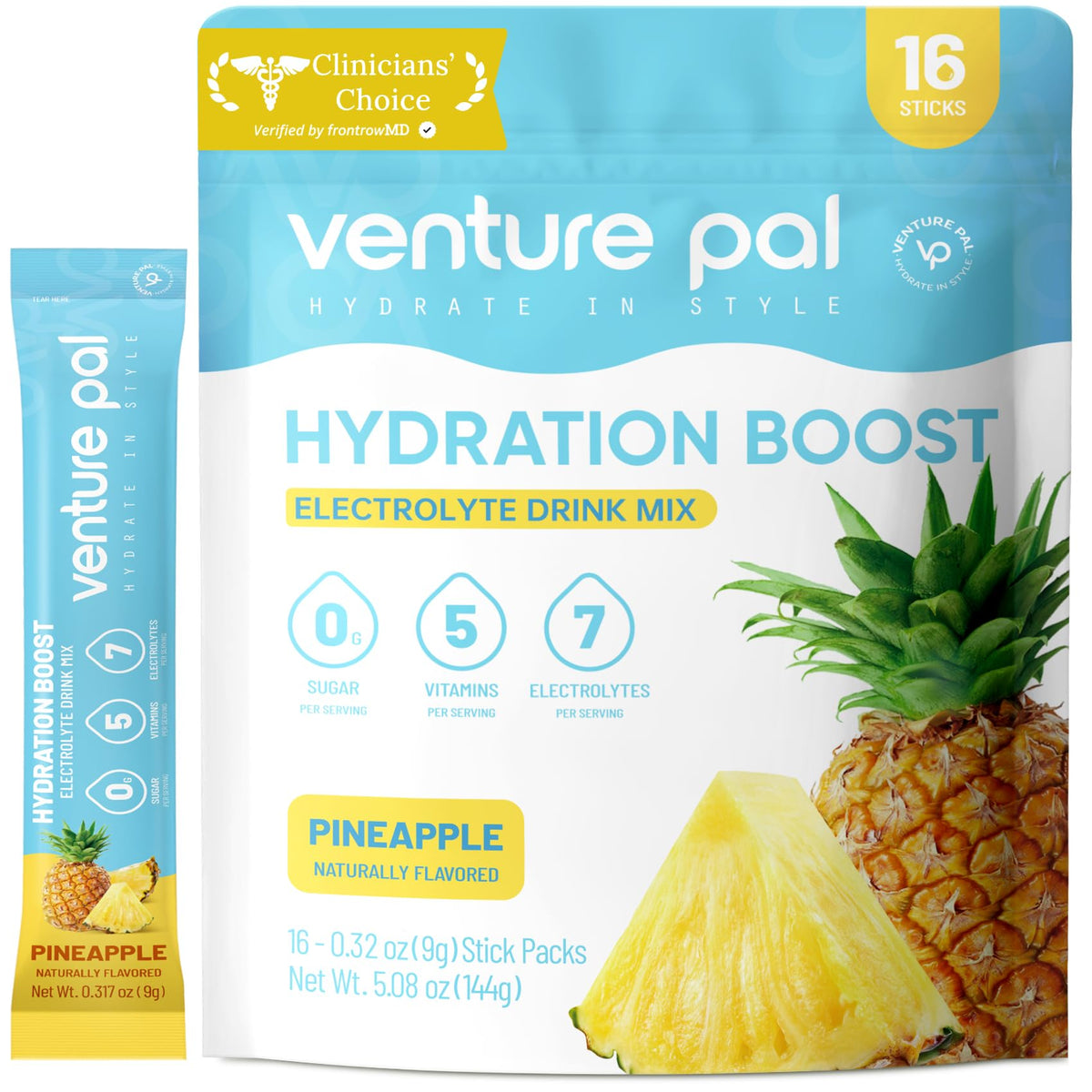 Venture Pal paquetes de electrolitos sin azúcar en empaque individual para hidratar