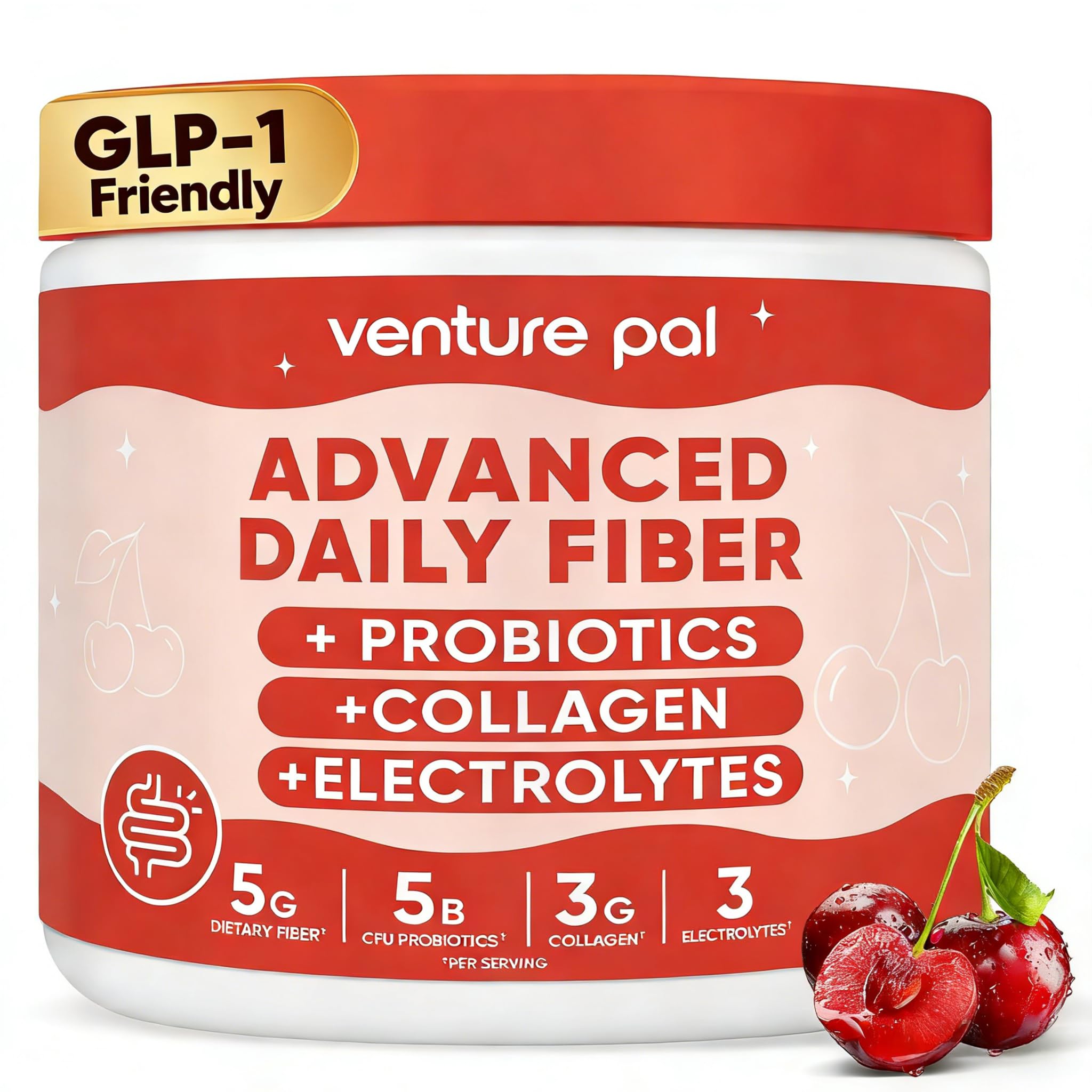 Venture Pal polvo fibra diaria 6-en-1, apoyo digestivo suave y fácil de mezclar.