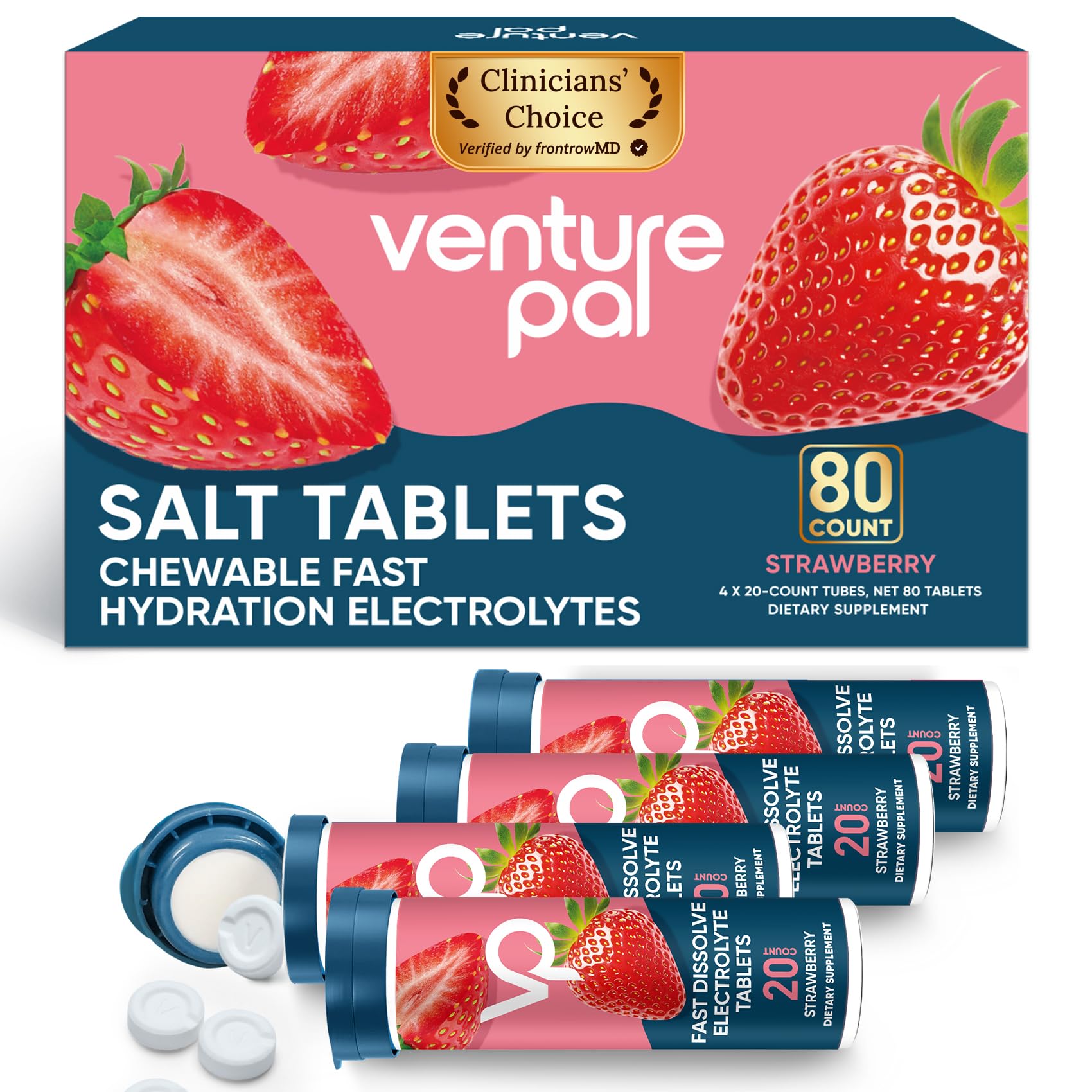 Venture Pal tabletas electrolito masticables para hidratación rápida durante entrenamientos
