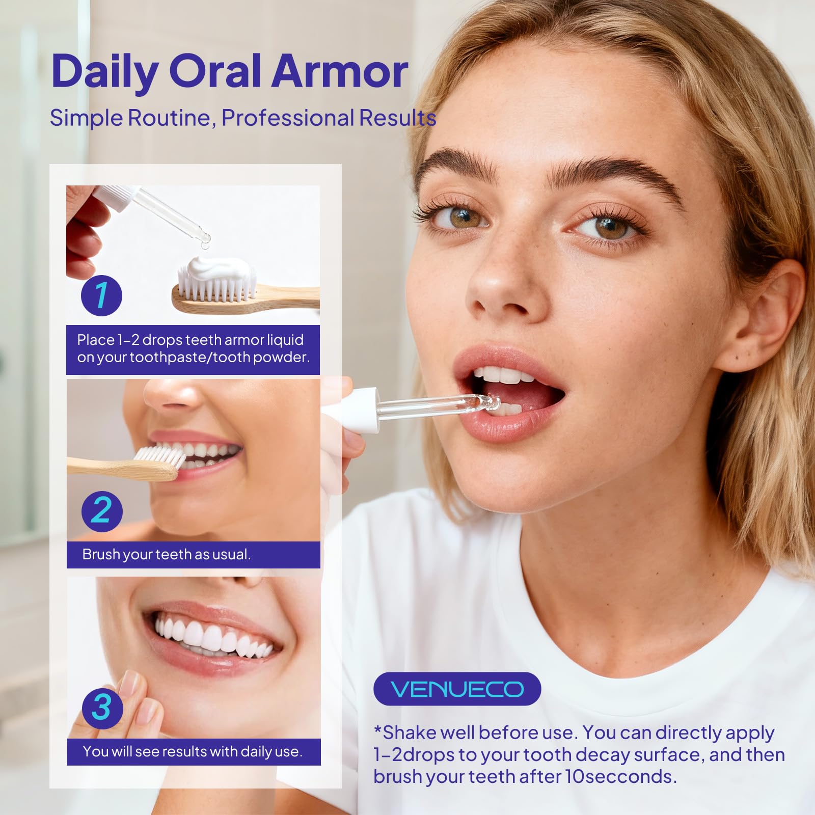 venueco armadura dental liquido textura suave para cepillado cómodo