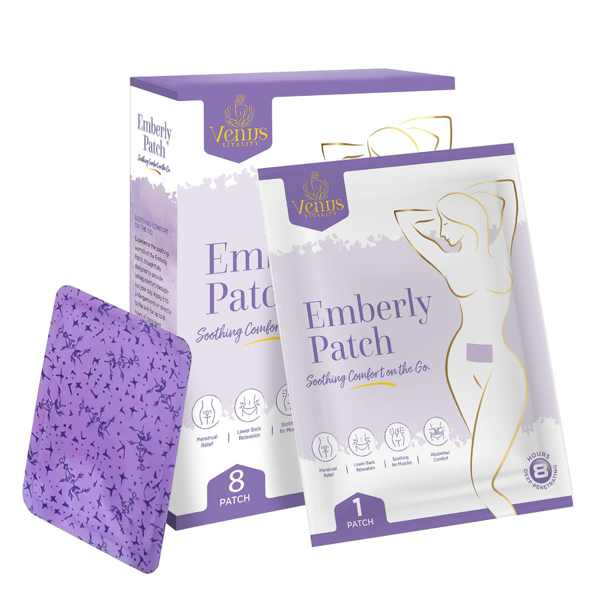 Parche calentador Venus Vitality Emberly para menstruación ofrece alivio puntual.