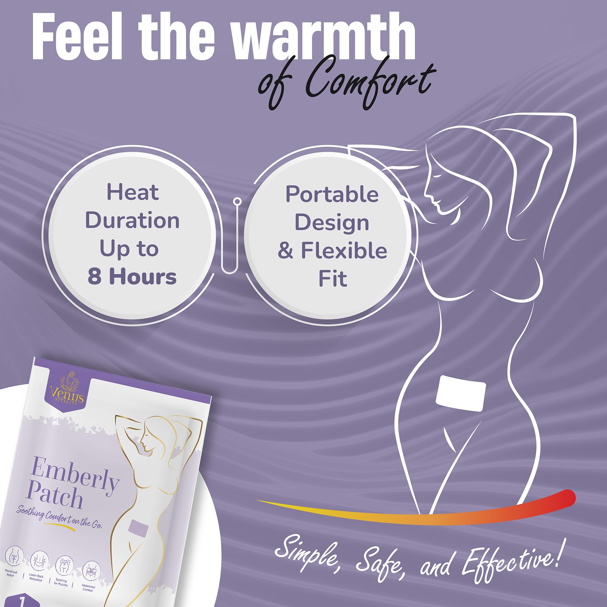 Parche para dolor de espalda Venus Vitality Emberly con alivio puntual.