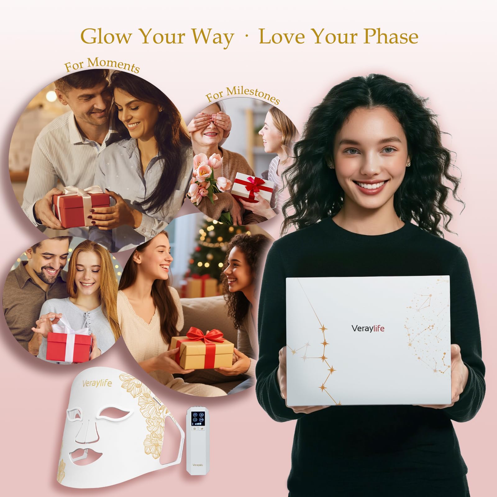 Veraylife kit portátil para sesiones de luz facial en movimiento.