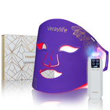 Veraylife máscara facial con luz roja de 7 colores para una piel más uniforme y brillo natural.