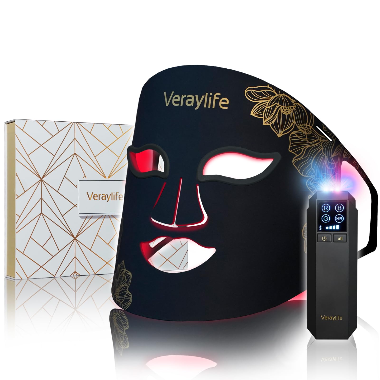 Veraylife mascarilla de luz roja para rostro, posible mejora de tono y textura